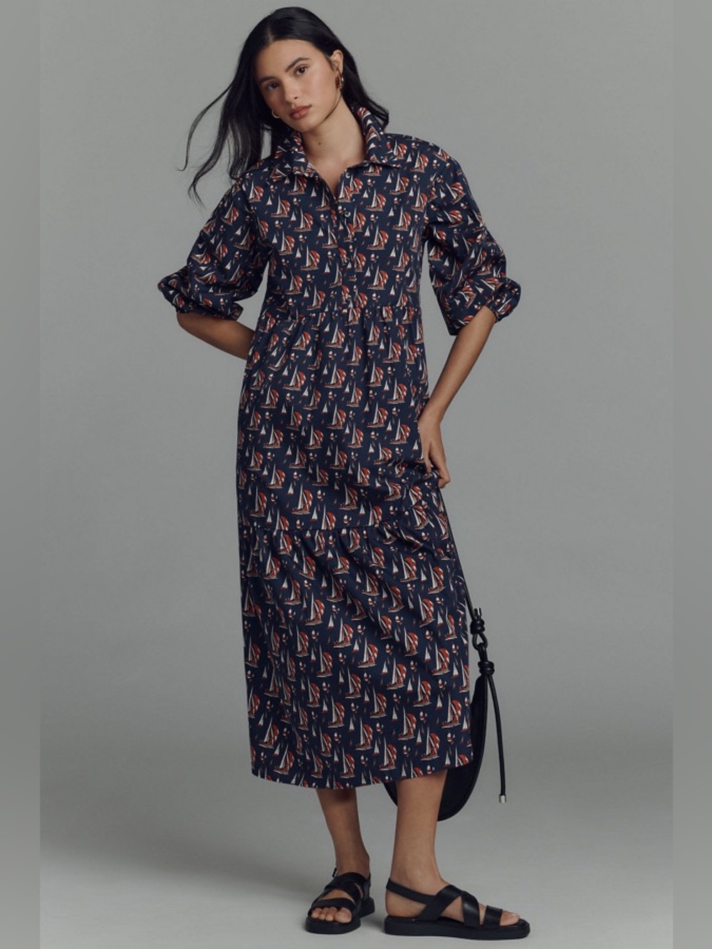 Anthropologie - Bettina Tiered Midi Shirt Dress by Maeve